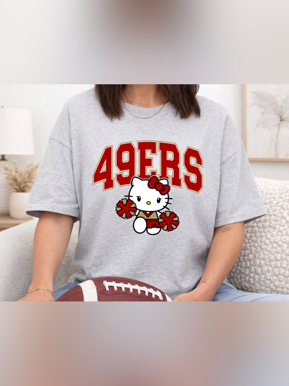 Hello Kitty 49ers Football T-Shirt